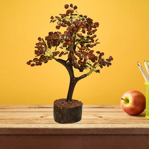 Pushkar Brown Gemstone Tree With Wooden Base